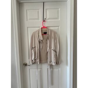 AllSaints (M) off-white, collarless, light-weight Jacket